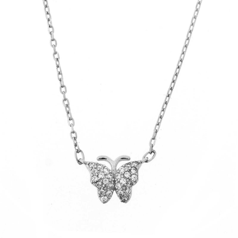 Silver 925 Necklace Butterfly with Zircon 