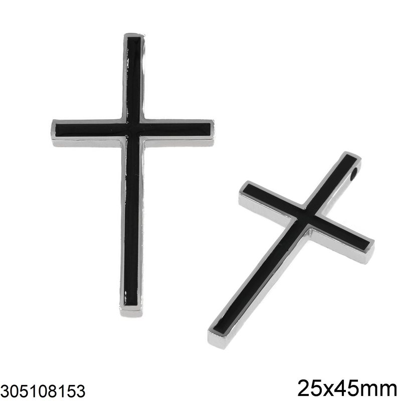 Stainless Steel Pendant Cross with Enamel 25x45mm