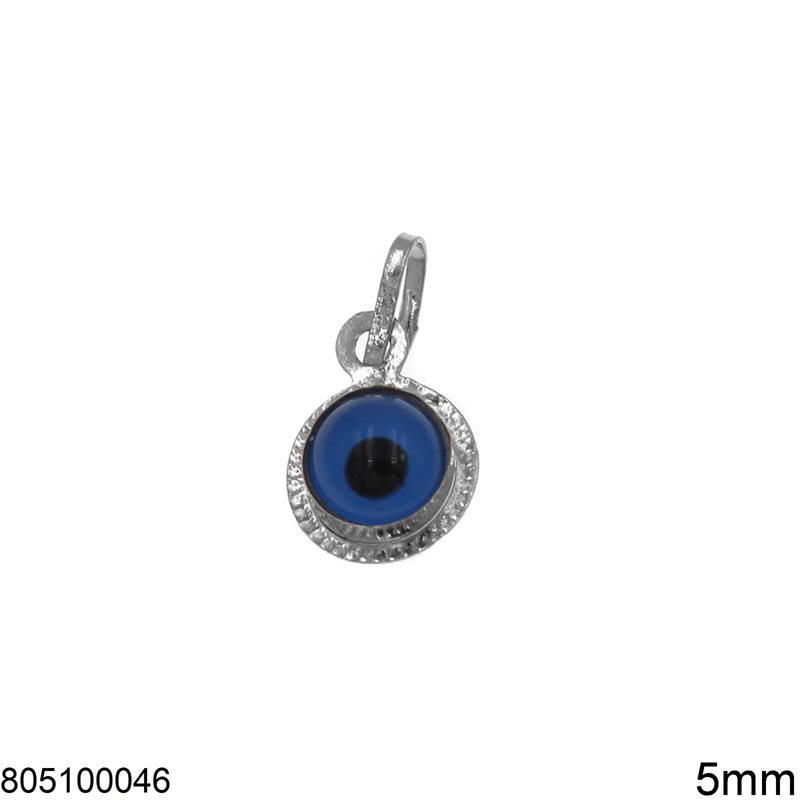 White Gold Evil Eye Pendant 5mm K14 0.27gr