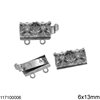 Silver 925 Clasp Rectangular with Stones 6x13mm