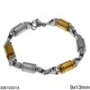 Stainless Steel Bracelet with Tubes 9x13mm, Two Tone