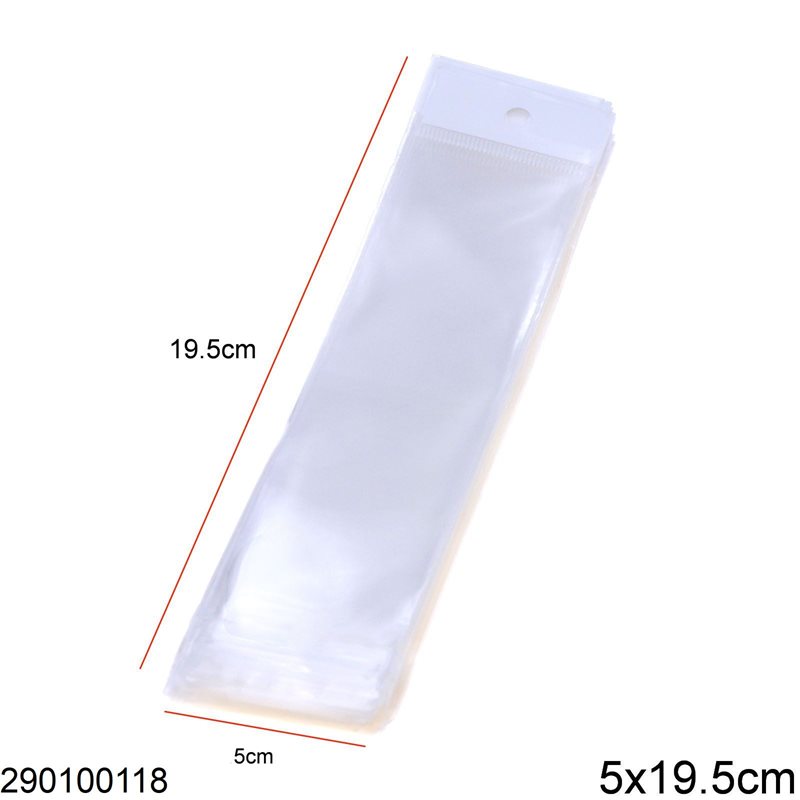 Σακουλάκι Πλαστικό με Κρέμασμα & Αυτοκόλλητο 5x19.5cm, 135τεμάχια/100γρ