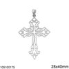 Silver 925 Pendant Cross with Lacy 28x40mm