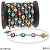 Stainless Steel Chain with Enameled Evil Eye 6mm