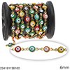 Stainless Steel Chain with Enameled Evil Eye 6mm