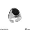 Δαχτυλίδι Ασημένιο 925 Σφυρήλατο 20mm με Οβάλ Ημιπολύτιμες Πέτρες 10x14mm
