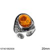 Δαχτυλίδι Ασημένιο 925 Σφυρήλατο 20mm με Οβάλ Ημιπολύτιμες Πέτρες 10x14mm