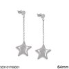Stainless Steel Stud Earrings with Hanging Part 58-64mm