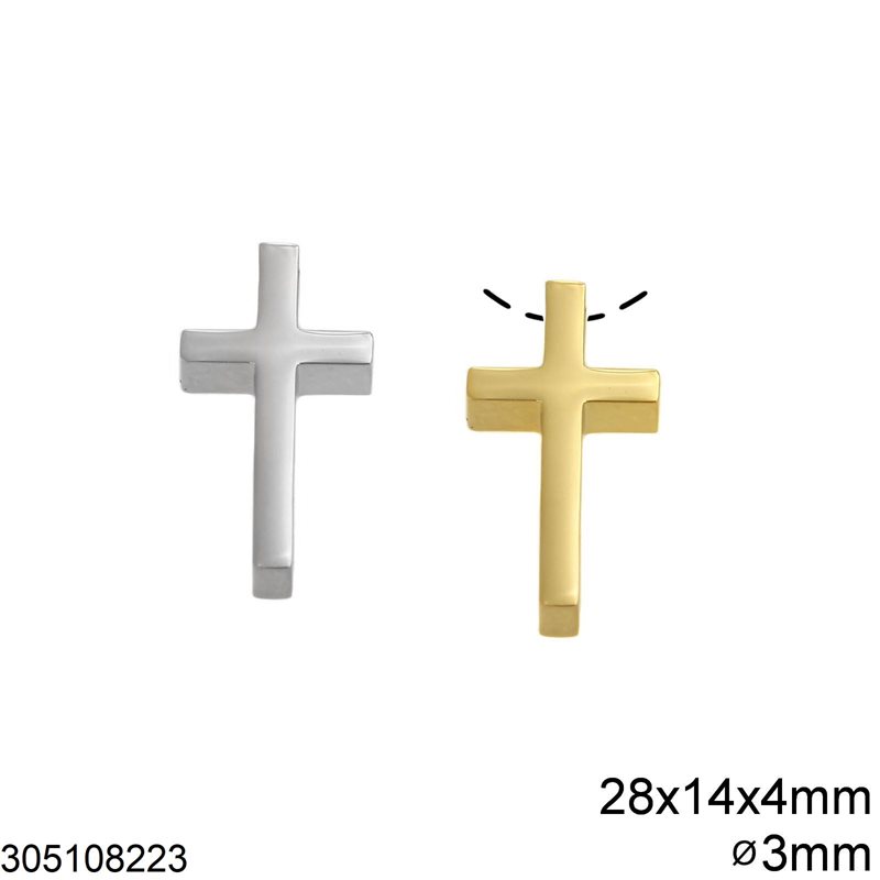 Stainless Steel Pendant Cross 28x14x4mm