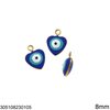 Stainless Steel Heart Evil Eye Pendant with Enamel Two Sided 8-10mm