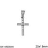 Stainless Steel Pendant Cross with Stones 20x13mm