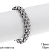 Stainless Steel Bracelet with Semicircle Rings : Oval Ring 13mm