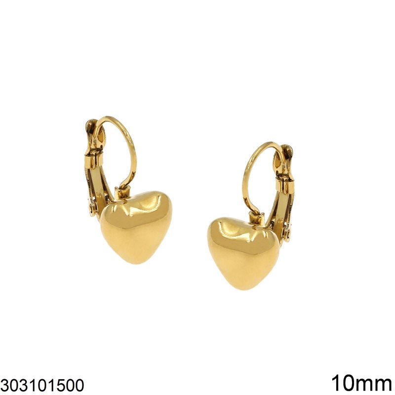 Σκουλαρίκια Ατσάλινα Γαντζάκι με Πομπέ Καρδιά 10mm