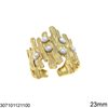 Stainless Steel Ring Irregular Shape Bars with Acrylic Pearl 23mm