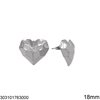 Σκουλαρίκια Ατσάλινα Καρφάκι Καρδιά Οριγκάμι 18mm