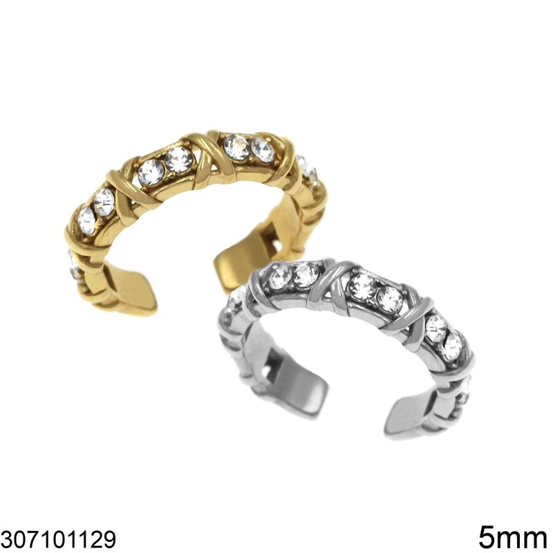 Stainless Steel Ring with Stones Open 5mm
