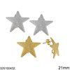 Stainless Steel Stud Earrings Star with Ring Textured 21mm