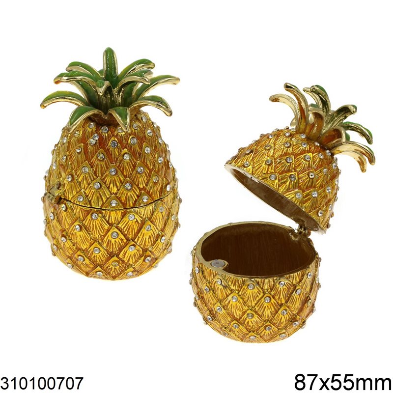 Metallic Box Pineapple 87x55mm