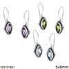 Silver 925 Hook Earrings with Navette Semi Precious Stones 5x8mm