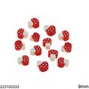 Polymer Clay Beads Mushrooms 9mm, Red White