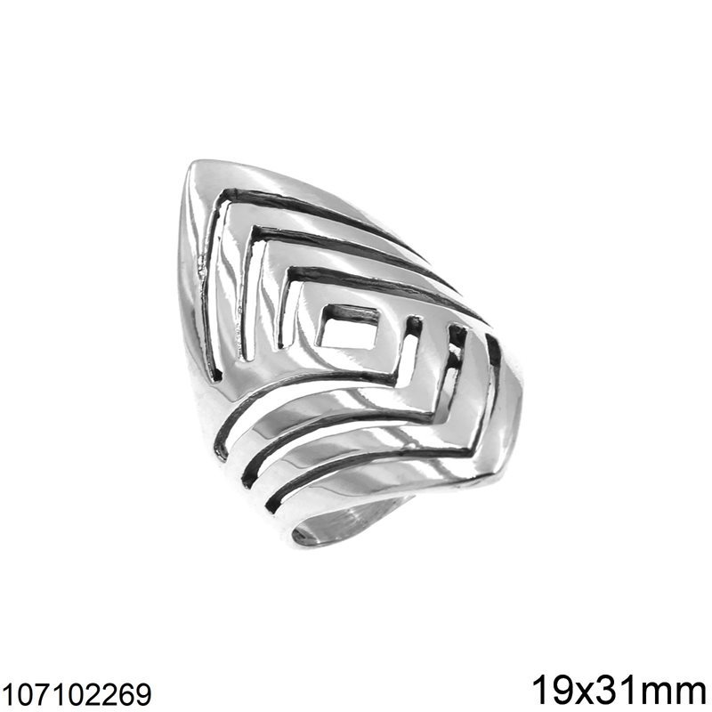 Δαχτυλίδι Ασημένιο 925 Ρόμβος 19x31mm