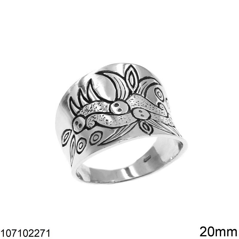 Silver 925 Ring with Flower 20mm