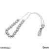 Silver 925 Worry Beads with Stripes and Shine Finish Bead 9mm