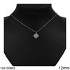 Silver 925 Necklace Cross with Zircon 12mm, Rhodium Plated