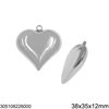 Stainless Steel Pendant Heart Puffy 38x35mm