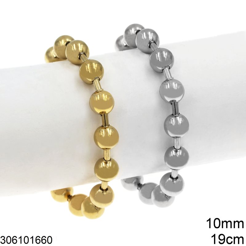 Stainless Steel Bracelet with Balls 10mm