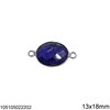 Silver 925 Bezel Pearshaped Spacer with Oval Semi Precious Stone 13x18mm 