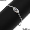 Silver 925 Bracelet with Evil Eye Shell and Stones 10x20mm