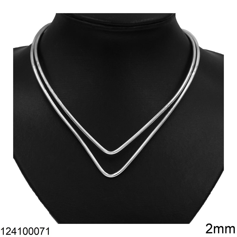 Silver 925 Collar with 2 "V" 2mm