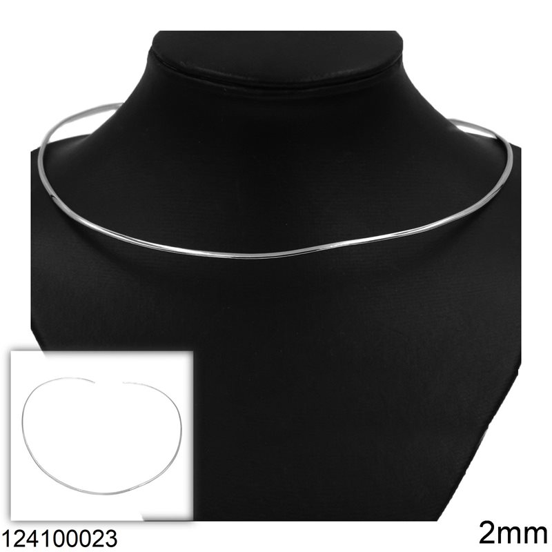 Silver 925 Collar Shine Finish Necklace 2mm