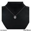 Silver 925 Oval Necklace with Zircon 12x16mm