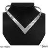 Silver 925 Collar Hammered Necklace with "V" 15mm
