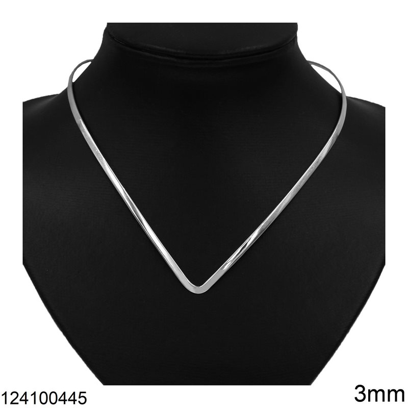 Silver 925 Collar Necklace with "V" 3mm