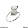 Silver 925 Ring with Pearshape Semi Precious Stones 6x8mm