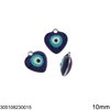 Μενταγιόν Ατσάλινο Καρδιά Μάτι με Σμάλτο Διπλής Όψης 8-10mm