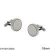 Stainless Steel Cufflinks Round Plate with Checkered Pattern 18mm