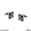 Stainless Steel Square Cufflinks with Design 18mm