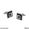 Stainless Steel Square Cufflinks with Design 18mm