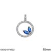 Silver 925 Pendant Hanging Circle with Zircon 15mm