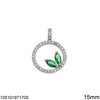 Silver 925 Pendant Hanging Circle with Zircon 15mm
