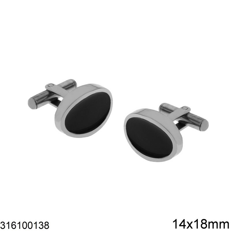 Stainless Steel Oval Cufflinks 14x18mm