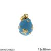 Brass Pendant Egg with Enamel and Butterfly 13x18mm