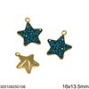 Stainless Steel Pendant Star with Rhinestones 16x13.5mm