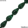 Malachite Pearshape Faceted Beads 16x26mm
