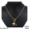 Stainless Steel Link Chain Necklace Whale Tail with Shell 18mm and Outline 23mm