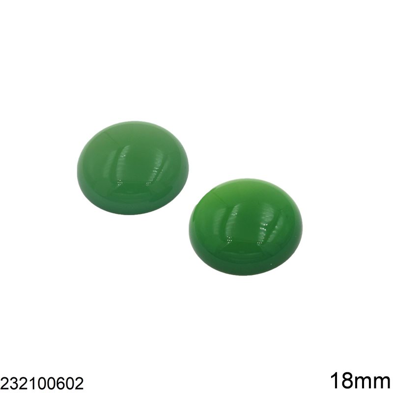 Πέτρα Ημιπολύτιμη Πράσινος Αχάτης Καπουσόν 18mm